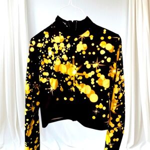 Dance Wear Long Sleeve  Black and Yellow Women's Top USA